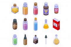 Essential oils icons set, isometric style Product Image 1