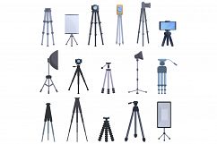 Tripod icons set, cartoon style Product Image 1