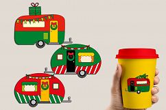 Christmas RV camper caravan clipart graphic illustrations Product Image 5