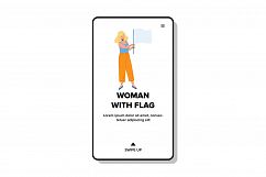 Woman With Flag Staying On Demonstration Vector Product Image 1