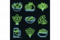 Spinach icon set vector neon Product Image 1