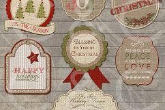 20 Burlap Holiday Tags- Elements/ Wordart/ Clipart Product Image 3