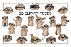 Animal Clipart-Sloth Clipart-Emotions Clipart-Cartoon-Sticker Clipart-Digital-Sloth-Sloth Art-Funny-Digital Sloth-Sloth Drama-Commercial Product Image 3