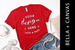 Red Bella Canvas 3001 T-Shirt Mockup Women&#039;s Apparel Product Image 1