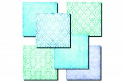 Damask Digital Paper - Blue and Green Shabby Damask Product Image 2