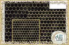 18 Digital Papers - Black and Gold Glitter - Mermaid Scale Tail Digital Paper, Texture of Mermaids Scales  : JPEG files 12X12 INCH each Product Image 9