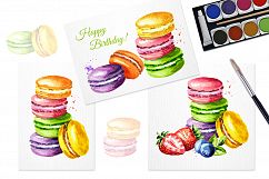 Macaroon. French cookies. Watercolor Product Image 5