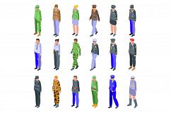 Military uniform icons set, isometric style Product Image 1