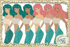Mermaids Clipart design in Turquoise - Huge Set of : PNG files Product Image 4