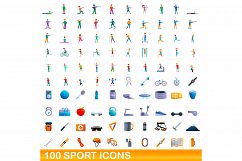 100 sport icons set, cartoon style Product Image 1