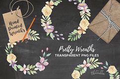 Watercolor Floral Wreaths 8 Garlands Pretty Flowers Set Pink Product Image 3
