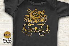 cat face with flowers svg, cricut svg dxf file png pdf print Product Image 3