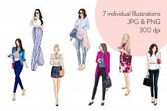 Fashion illustration clipart - Coffee Girls 4 - Light Skin Product Image 2