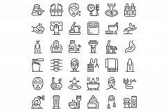 Self-care icons set, outline style Product Image 1