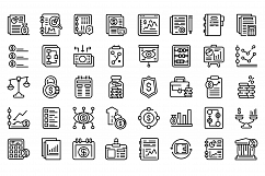 Financial planning icons set, outline style Product Image 1