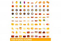 100 food icons set, cartoon style Product Image 1