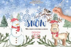 Watercolor &quot;Let it snow&quot; clip arts Product Image 1