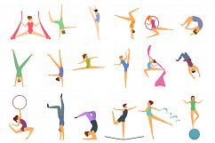 Acrobat icons set, cartoon style Product Image 1