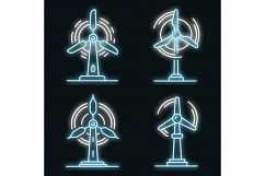 Wind turbine icons set vector neon Product Image 1