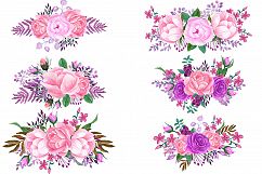 Pink Watercolor bouquets clip art Product Image 2