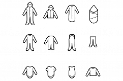 Baby Clothes Line Icons Set Product Image 2