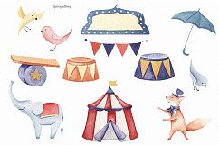 Circus animals watercolor clipart Product Image 3