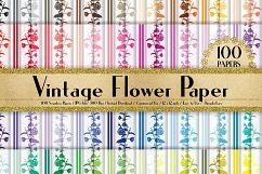100 Seamless Vintage Shabby Chic Flower Border Digital Paper Product Image 1