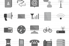 141 IT &amp; Communication Flat Greyscale Icons Product Image 2