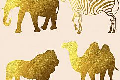 Gold Foil Safari Animals Clipart Product Image 2