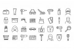 Modern laser hair removal icons set, outline style Product Image 1