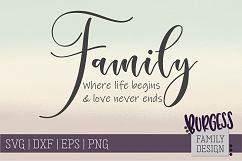 Family where life begins and love never ends|SVG DXF EPS PNG Product Image 1