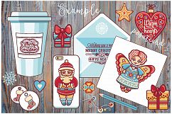 Christmas decorations. Bundle. Xmas characters &amp; decorative elements. Clipart &amp; Lettering. EPS, AI, JPEG, PNG. Product Image 2