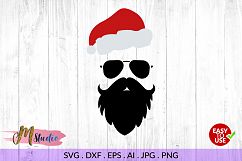 Santa face with glasses svg, for Silhouette Cameo or Cricut Product Image 1