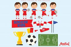 Soccer / Footbal Children Clip Art - Sport Clip Art - BASEBALL KIDS - with football sport element, ball, shoes, flag, whistle, flag digital Product Image 2