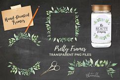 Nature Frames Watercolor Clipart Border Flowers Greenery Leaves Florals Product Image 5