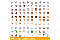 100 african icons set, cartoon style Product Image 1
