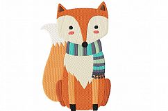 Wintertime Fox with Scarf ~ Machine Embroidery Design in 2 sizes - Instant Download Product Image 1
