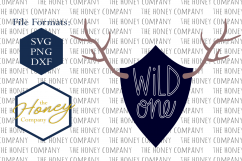 Wild One SVG PNG DXF Deer Antler Shield First Birthday Insta Product Image 1