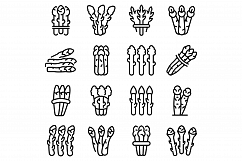 Asparagus icons set, outline style Product Image 1