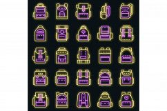 Backpack icon set vector neon Product Image 1