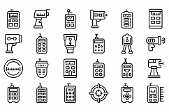 Laser meter icons set, outline style Product Image 1