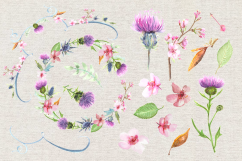 Watercolor Thistle and Cherry Clip Art Set Product Image 2