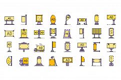 Outdoor advertising icons set vector flat Product Image 1