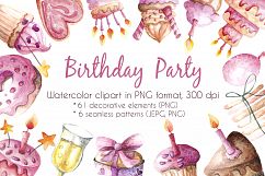 Birthday Party - watercolor clipart Product Image 1