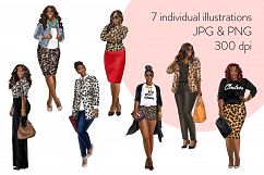 Fashion clipart - Curvy Girls in Animal Print - Dark Skin Product Image 2