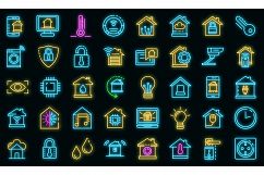 Smart home icons set vector neon Product Image 1