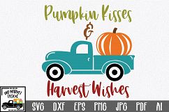 Pumpkin Kisses &amp; Harvest Wishes SVG - Fall SVG Cut File DXF Product Image 1