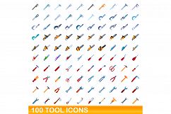 100 tool icons set, cartoon style Product Image 1