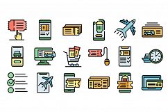 Online tickets booking icons set vector flat Product Image 1