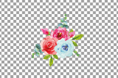 Boho pink and blue watercolor wedding bouquets, floral png Product Image 13